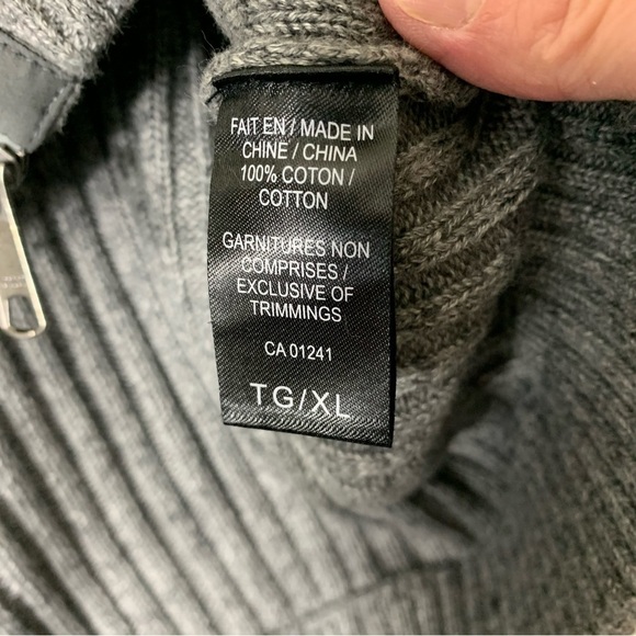 SIMONS Le 31 Gray Minimalist Contemporary Cotton Knit Zipper Sweater Hi Neck XL - Picture 10 of 11